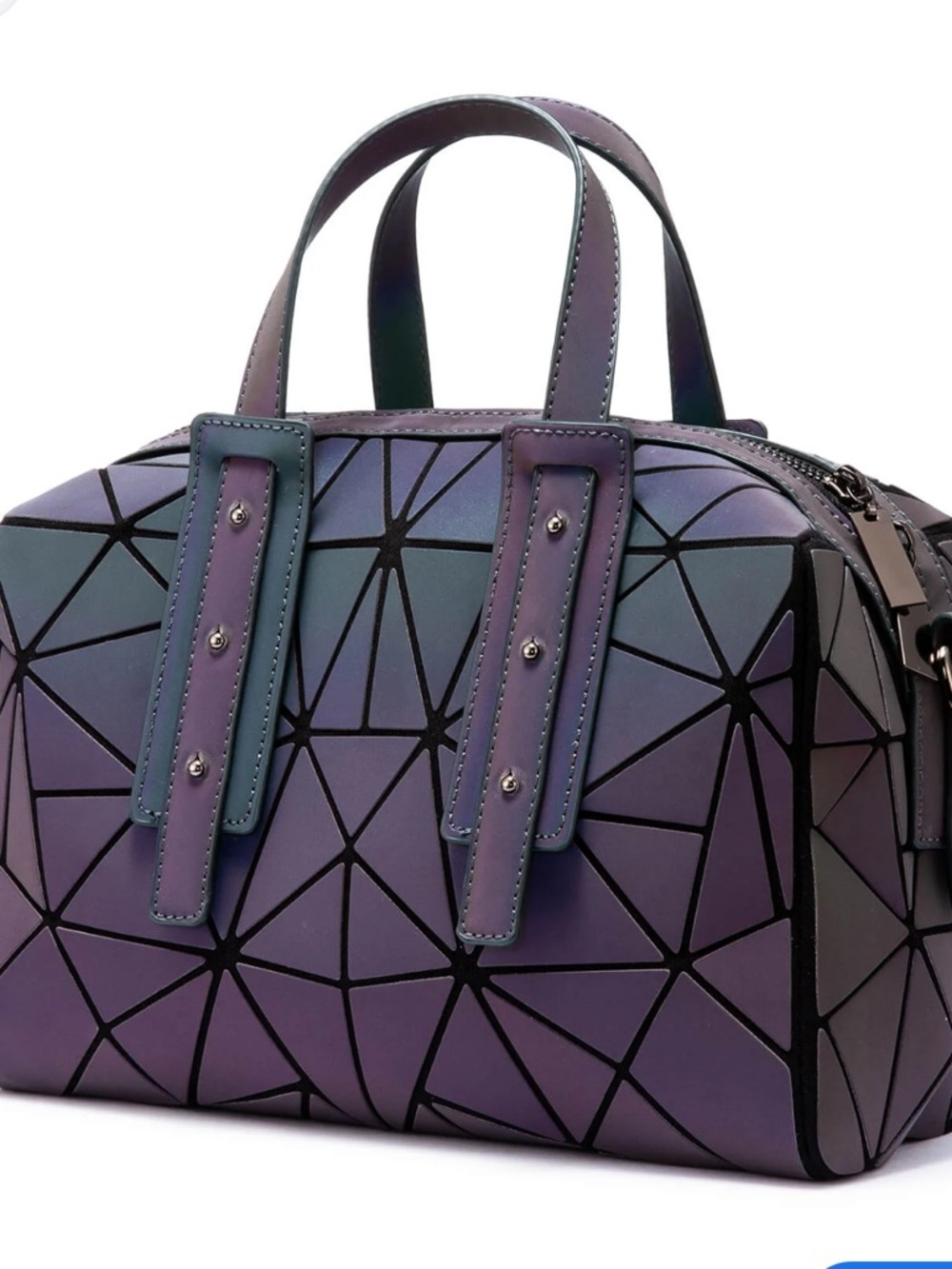 Harlermoon Vintage Geometric Luminous Prism Iridescent Reflective Shoulder Bag